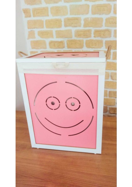 Ahşap pembe saklama sepeti, şık ve pratik oyuncak ve çamaşır düzenleyici indirimleri