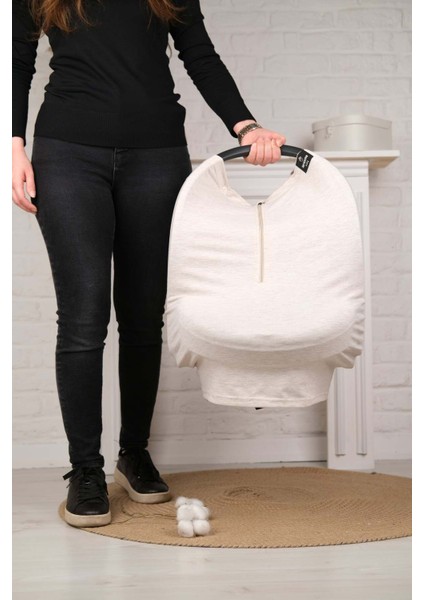 Pamuklu Bebek Arabası Örtüsü ve Emzirme Örtüsü - Bej