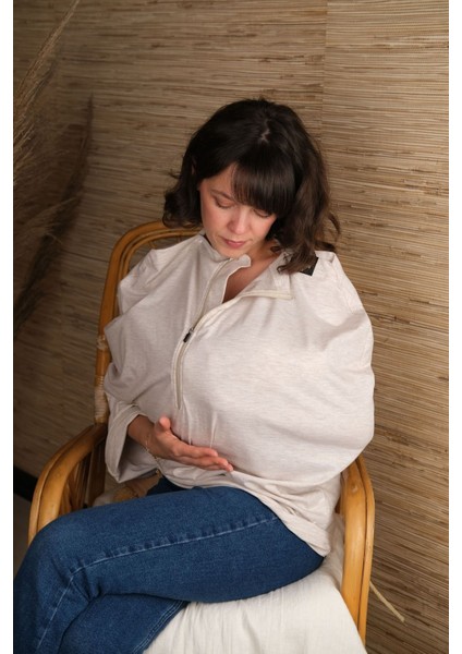 Pamuklu Bebek Arabası Örtüsü ve Emzirme Örtüsü - Bej modelleri