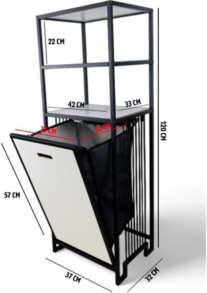 Şık 3 Raflı Metal Çamaşır Sepeti, Siyah ve Beyaz renk seçenekleriyle kullanışlı ve estetik modelleri