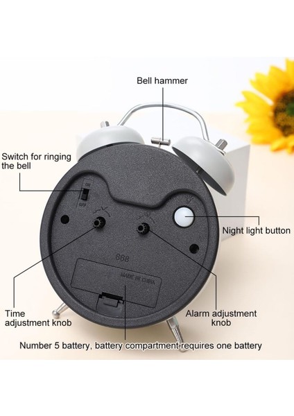 Fosforlu ve Işıklı Çalar Saat Ev Ofis Aksesuar Nostaljik Masa Saat Gri fiyatları