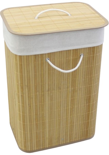 Doğal Bambu Katlanabilir Dikdörtgen Çamaşır Sepeti 30X40X60CM