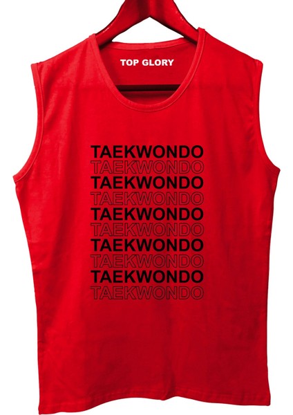 Line Taekwondo Baskılı Kolsuz Sporcu T-Shirt Tank Top Sporcu Fitness Atlet