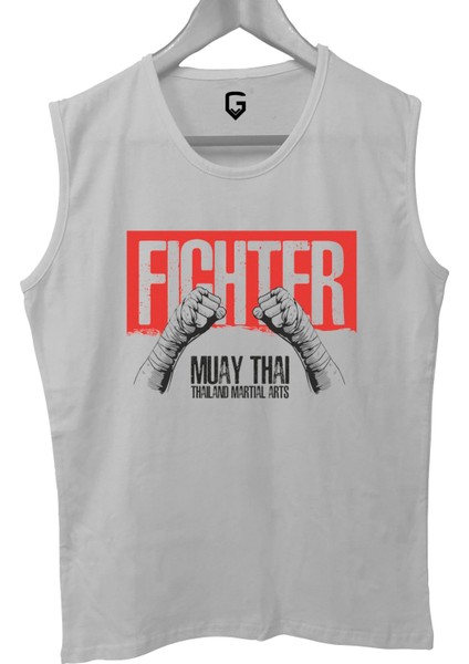 mt Fighter Baskılı Kolsuz Sporcu T-Shirt Tank Top Sporcu Fitness Atlet