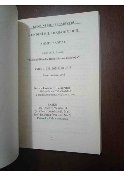 Kendini Bil Başarıyı Bul - Ahmet Sandal 1,baski Imzali fırsatları