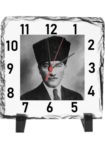 Atatürk Temalı Masa Üstü Taş Saat 20 x 20 cm