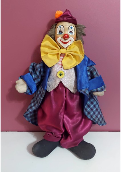 Sanat Sarı Papyonlu Palyaço Obje Yükseklik 30CM Vintage Avrupa Mutlu Çocukluk Hoş Özlem 1 Adet