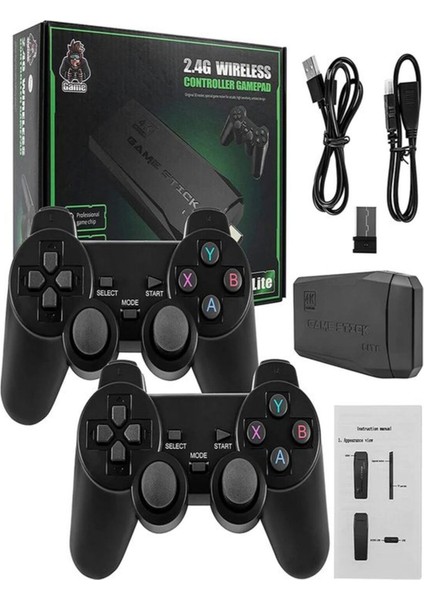 4K Destekli Atari 2.4g Uyumlu Kablosuz Çift Kol Atari Retro 20.000 Üzeri Oyun Game Stick