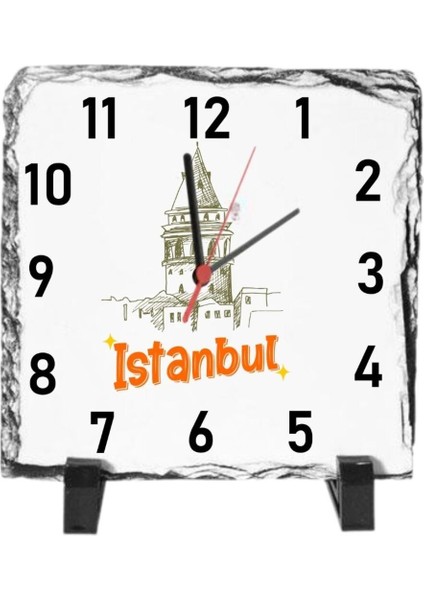 Istanbul Temalı Masa Üstü Taş Saat 20 x 20 cm