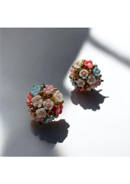 Altın Kaplama Çiçek Buketi Küpe