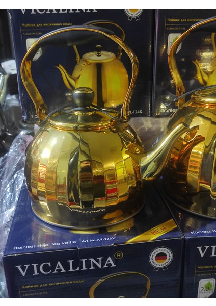 Demliği 1,5l Çaydanlığı 3l Altın Rengi Web Renk Seçeneği, Modern ve Sofistike Bir Görünüm Sağlar. fiyatları