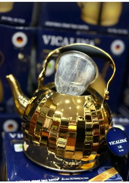 Demliği 1,5l Çaydanlığı 3l Altın Rengi Web Renk Seçeneği, Modern ve Sofistike Bir Görünüm Sağlar. modelleri