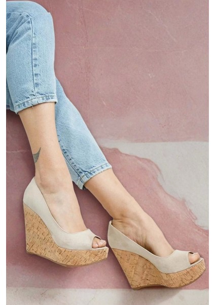 Kadın Elegant Ayakkabı Burun Açık Dolgu Topuklu Ayakkabı Özel Tasarım Abiye Ayakkabı modelleri