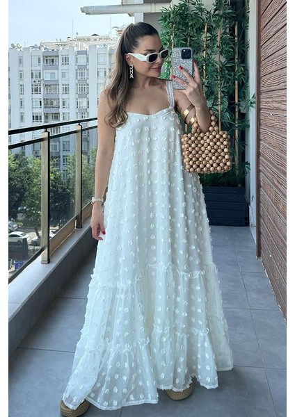 Ip Askılı Şifon Elbise