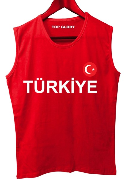 Türkiye Baskılı Kolsuz Sporcu T-Shirt Tank Top Sporcu Fitness Atlet
