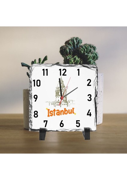 Istanbul Temalı Masa Üstü Taş Saat 20 x 20 cm