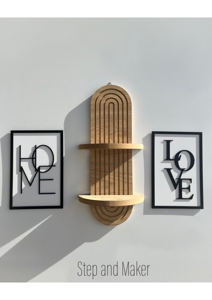 Çift Katmanlı 'home Love Tablo' & Duvar Rafı ( 54-16 cm ) Duvar Dekor Seti fiyatları