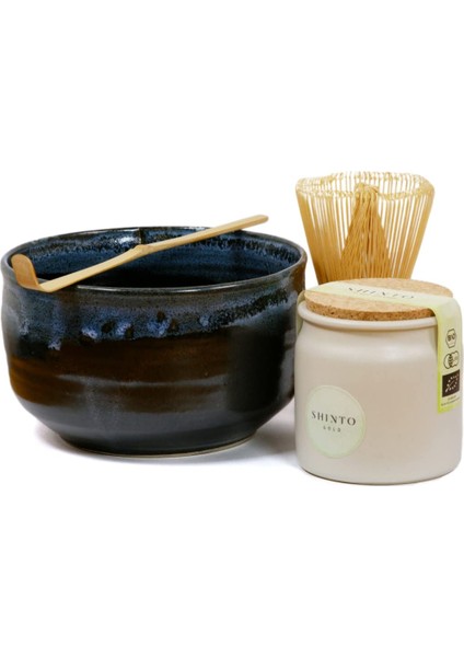 Platin Matcha Çay Seti, Organik Japon Seremonisi Tozu, Uji’den Elle Toplanmış Matcha, El Yapımı Kase, Bambu Süpürge ve Kaşık