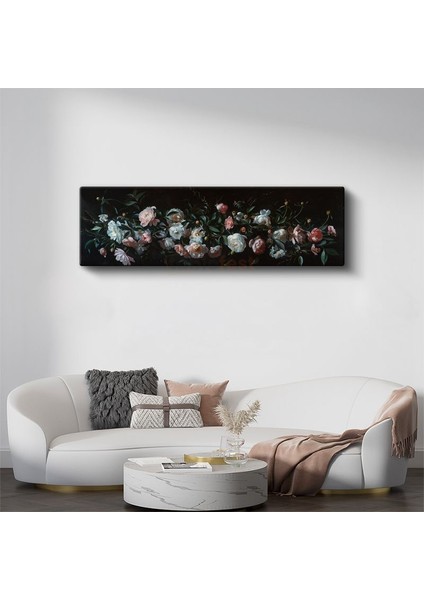 Zarif Güller - Klasik Yağlı Boya Tarzında Pembe ve Beyaz Gül Kompozisyonu Kanvas Tablo
