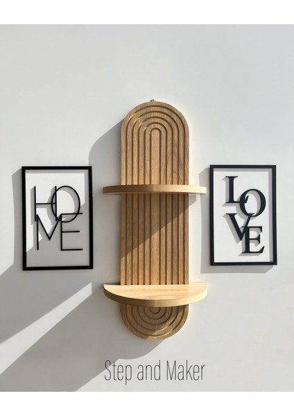 Çift Katmanlı 'home Love Tablo' & Duvar Rafı ( 70 -20 cm ) Duvar Dekor Seti