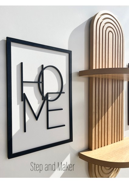 Çift Katmanlı 'home Love Tablo' & Duvar Rafı ( 70 -20 cm ) Duvar Dekor Seti