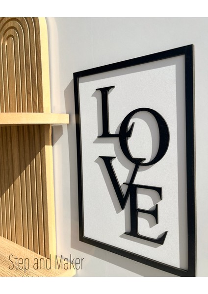 Çift Katmanlı 'home Love Tablo' & Duvar Rafı ( 70 -20 cm ) Duvar Dekor Seti