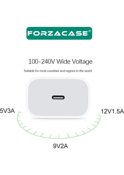 Hızlı Şarj Destekli 20W Type-C Lightning Şarj Cihazı Adaptör Kablo Set - FC1028
