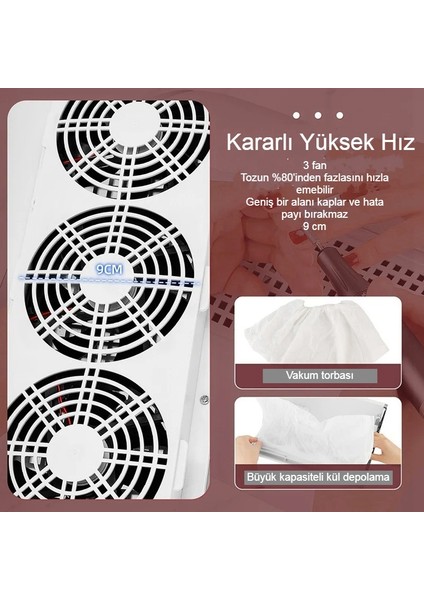 Tırnak Tozu Toplayıcı Güçlü 40W Fan Dayanıklı Şık Tasarım 2 Yedek Toz Torba Salon Kullanımına Uygun