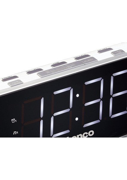 Dijital Radyo Çalar Saat Büyük LED Display Siyah, Gümüş