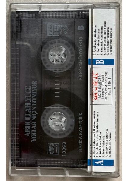 Abdullah Yüce Yollar Niçin Bitmiyor Kaset (Orijinal Dönem Baskı Kaset)