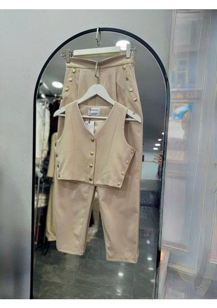 Çıtçıtlı Yelek Pantolon Takım