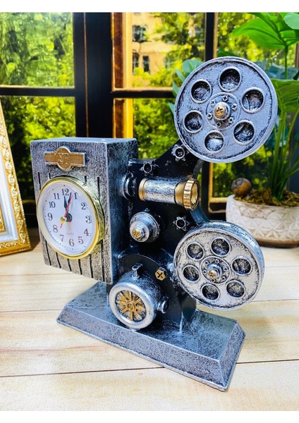 Dekoratif Biblo Saat Retro Kamera Masa Saati