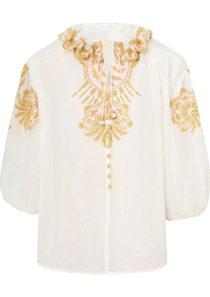 Yaz Için Şık Nakışlı Ramie Gömlek