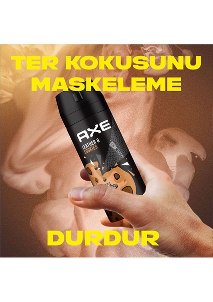 Erkek Sprey Deodorant Leather & Cookies 48 Saat Etkileyeci Koku 150 ml X3 Adet