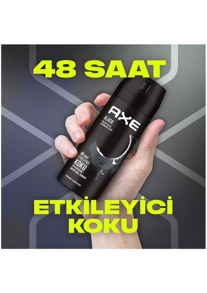 Erkek Deodorant & Bodyspray Black 48 Saat Etkileyici Koku Vücut Spreyi 150 ml X3 Adet