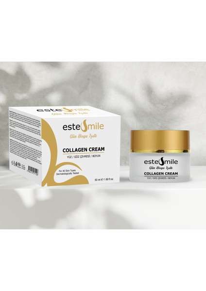 50ml Collagen Cream, Gün boyu ışıltı, göz çevresi-yüz-boyun kremi, alkol veya paraben içermez, bitkisel ürün