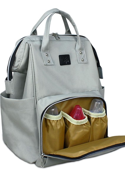 Yumuşak Gri Bebek Çantası ve Mini Termal Çanta - Tekstil Sırt Çantası - Bebek ve Anne İçin Pratik Çözüm modelleri