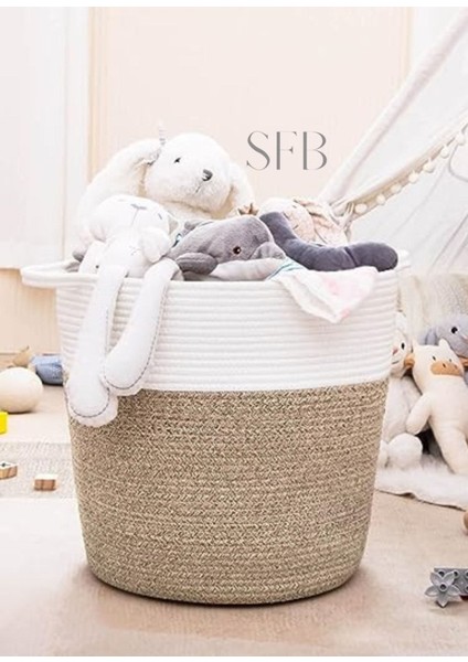 Beyaz Hasır Dekoratif Sepet 30x30cm, Organizer ve Saksı İçin Uygun, Jüt Materyal fiyatları