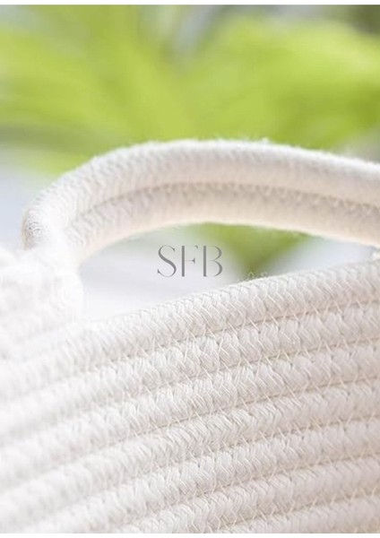 Beyaz Hasır Dekoratif Sepet 30x30cm, Organizer ve Saksı İçin Uygun, Jüt Materyal fırsatları