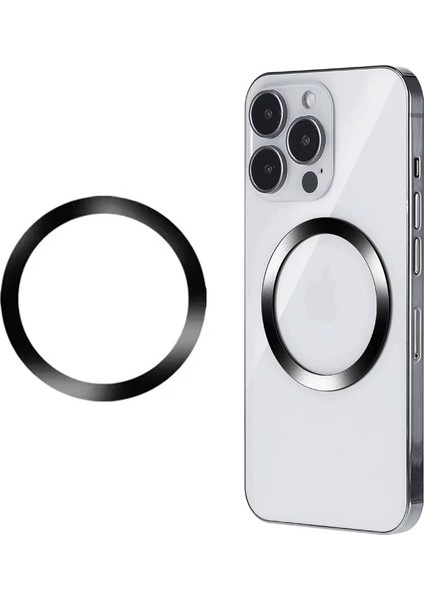iPhone 8 ve Üstü Modeller ile Uyumlu Metal Magsafe Halka Yüzük Ring Siyah - FC1032
