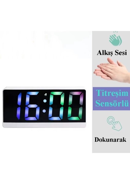 SR2205 Rgb Rakamlı Dijital Masa Saati Titreşim Sensörlü Alarm/takvim/termometre/çalar Saat