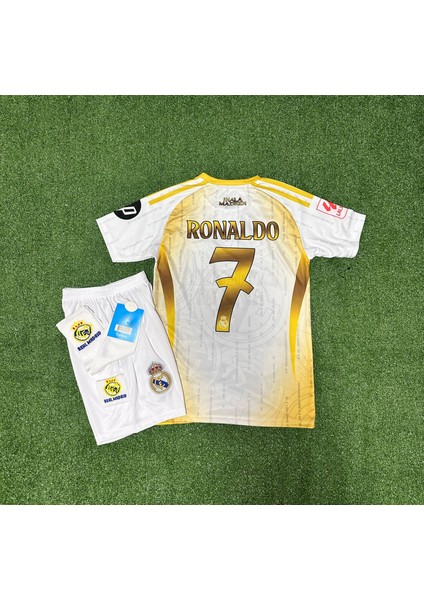 R.madridd 2024-25 Yeni Sezon White-Gold Ronaldo Çocuk Forması 4'lü (Armalı)