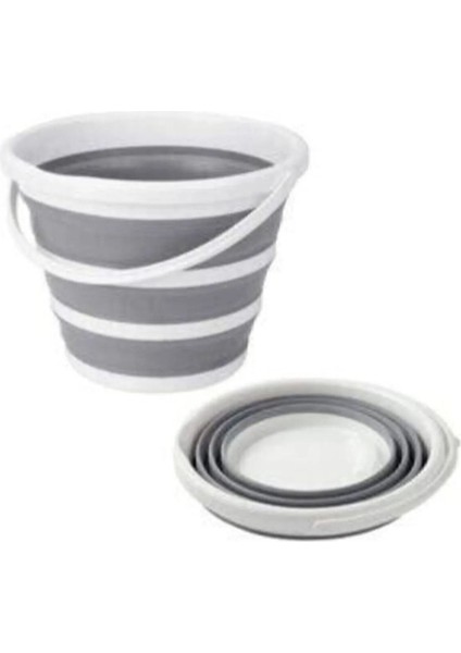2 Parça Banyo Seti 18 Lt Katlanır Silikon Çamaşır Sepeti 6lt Katlanır Akordiyon Kova ve Sepet