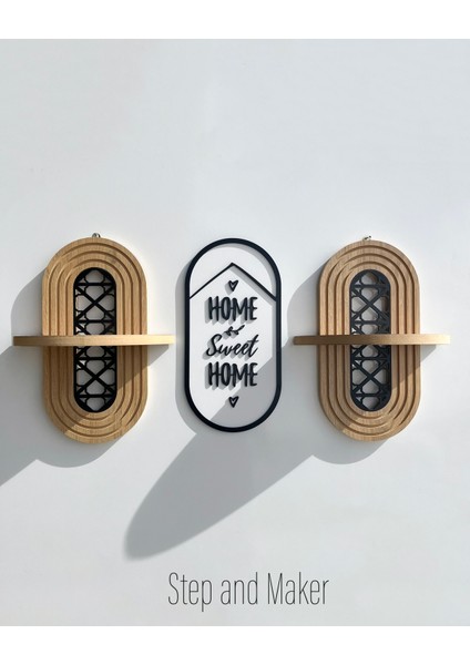 Home Sweet Home ve Duvar Rafı (2x) Duvar Dekorasyon Seti