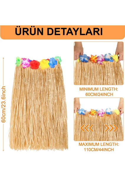 Hawaii Tarzı Hula Eteği – 60 cm Hasır Naturel Etek