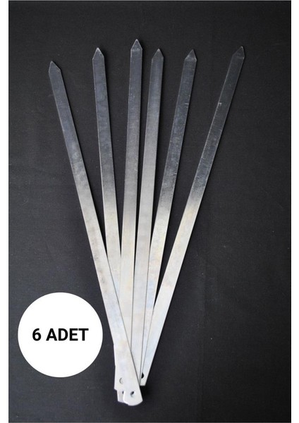 Adet 6 Profosyonel Paslanmaz Metal Kıyma Şiş (Urfa-Adana-Antep Kebap Şişi)
