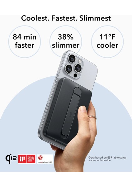 5000 Mah Taşınabilir Şarj Cihazı Halolock Qi2 Kickstand Magsafe Standlı Powerbank - Titanium