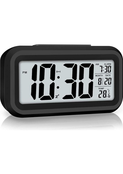 Dijital Alarmlı Çalışma Masası Saati LED Ekran Pilli Çalar Saat Siyah Renk