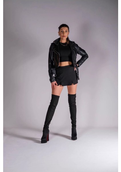 Kadın Elegant Ayakkabı Çift Platform Yüksek Topuklu Diz Üstü Çizme Tasarım Abiye Ayakkabı modelleri