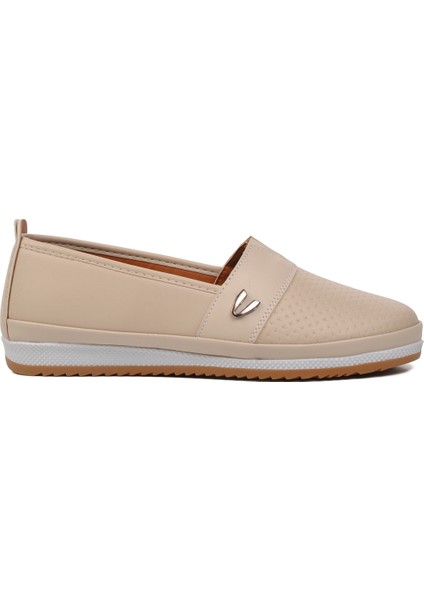 Bej Kadın Düz Rahat Günlük Ayakkabı
